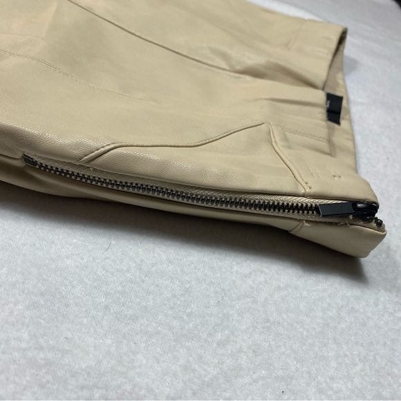 Zara Faux Leather Beige Skinny Side Zip Pants Size S #1450 - Picture 5 of 14